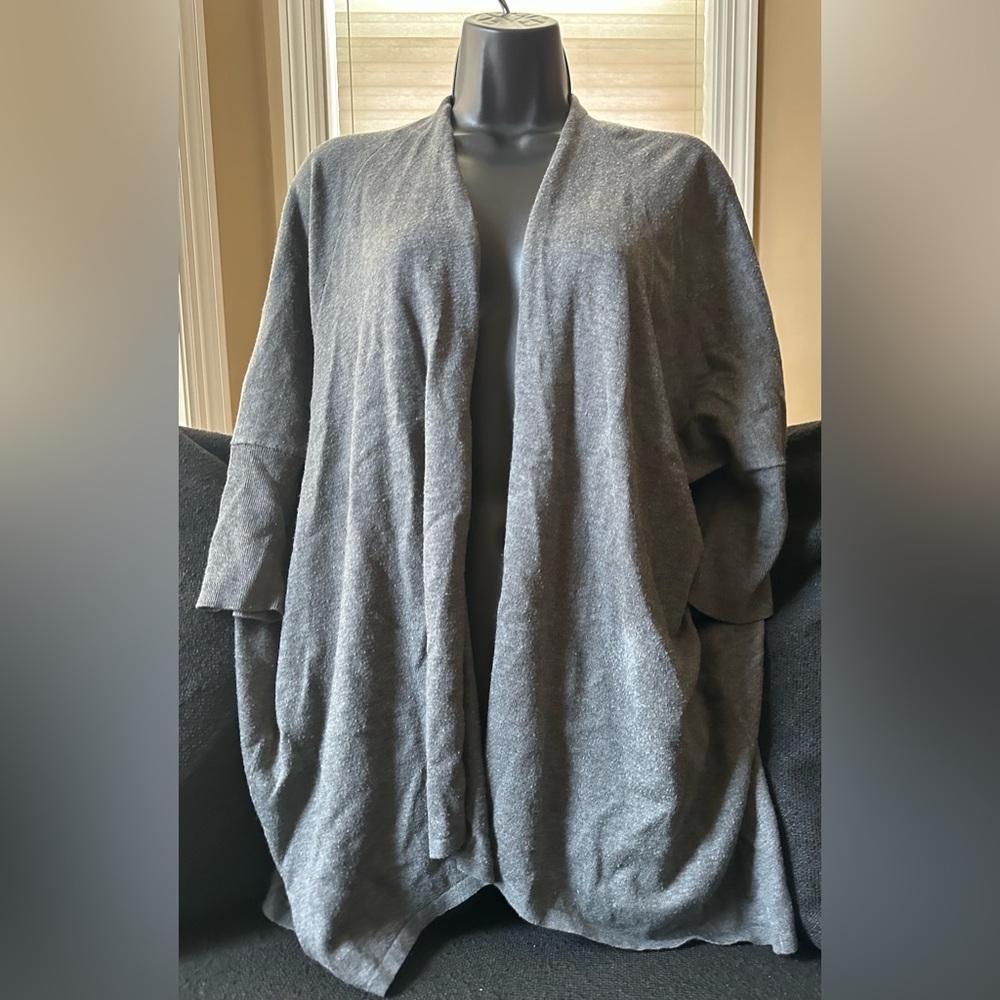Eileen Fisher gray open front cardigan